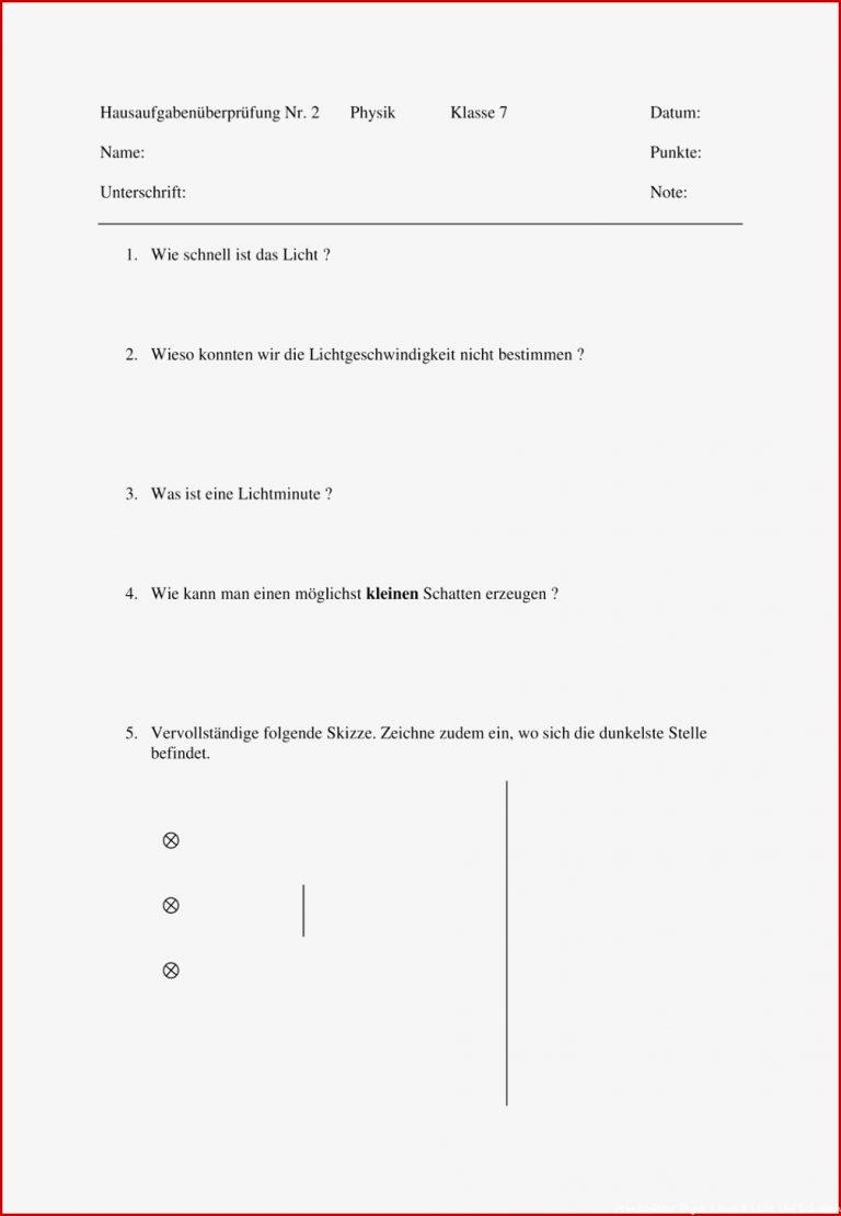 Arbeitsblätter Physik Klasse 6 Licht Und Schatten Worksheets