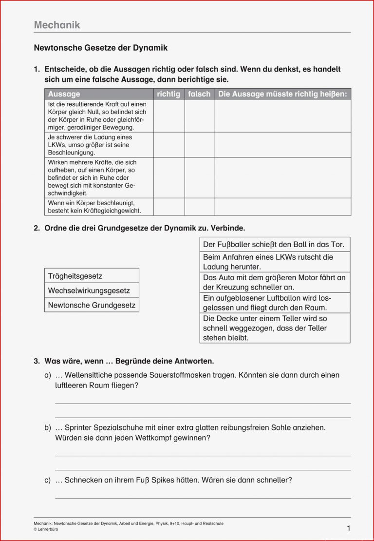 Arbeitsblätter Physik Klasse 6 Worksheets