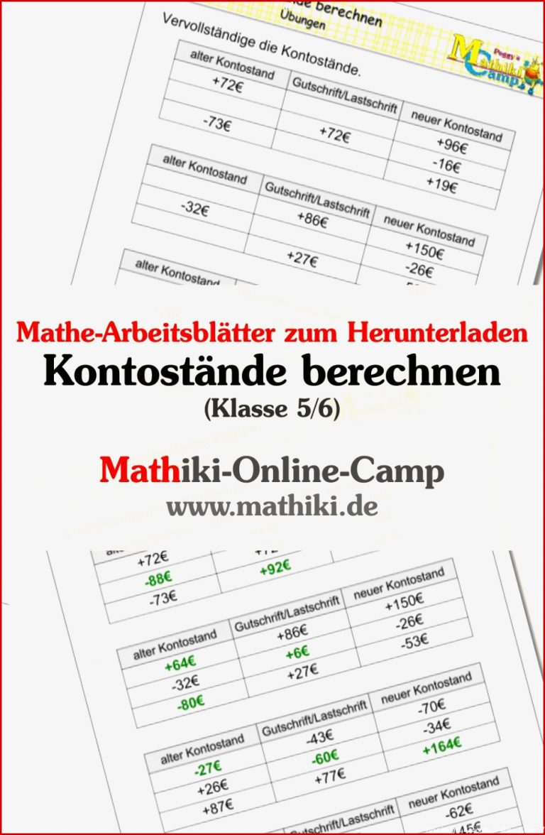 Arbeitsblätter Rationale Zahlen Worksheets