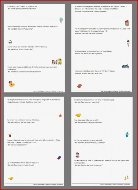 Arbeitsblätter Sachaufgaben Im Zr 100 Mal Und Divi Rt
