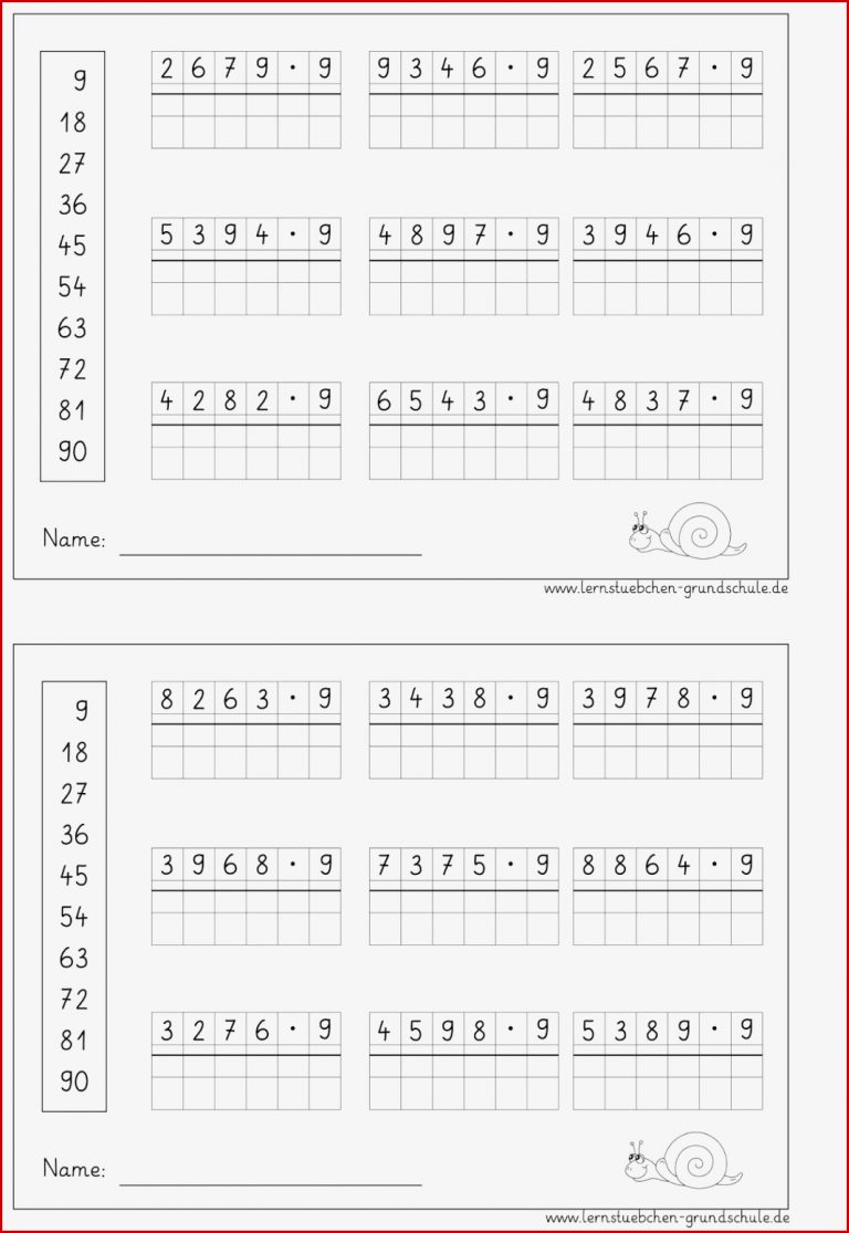 Arbeitsblätter schriftliche multiplikation