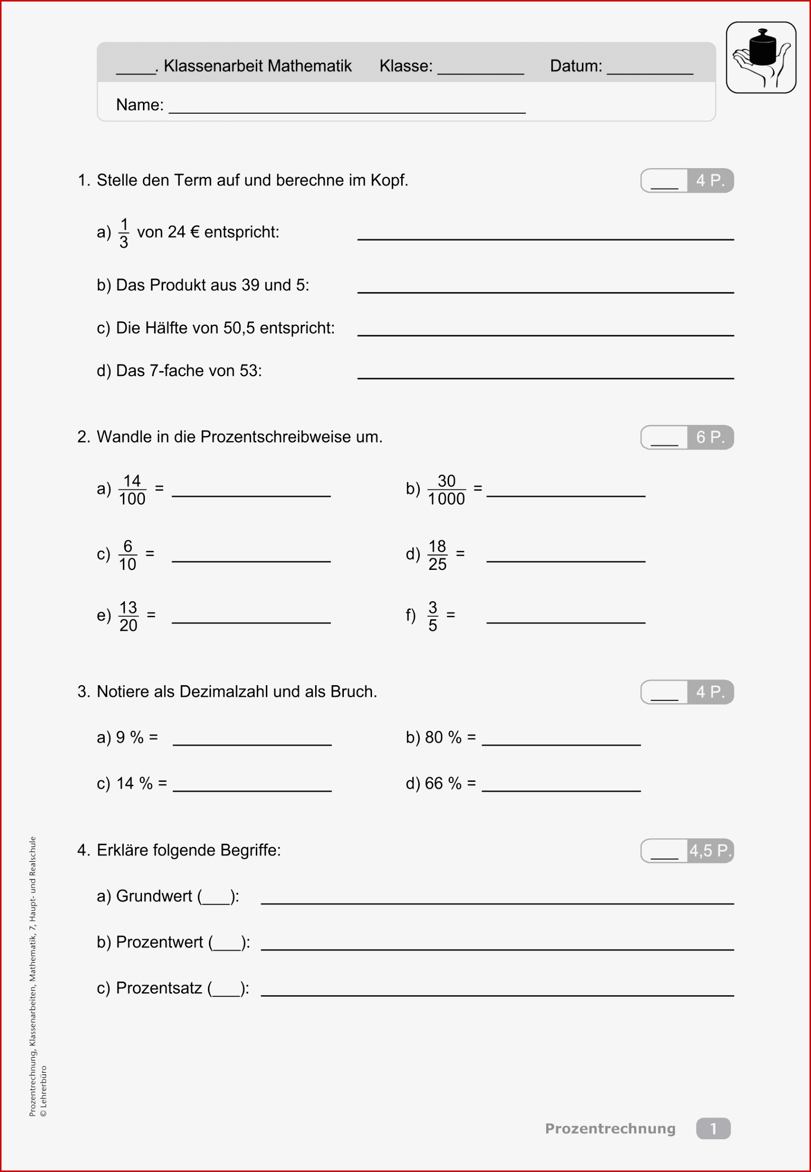 Arbeitsblätter · Sekundarstufe I · Lehrerbüro