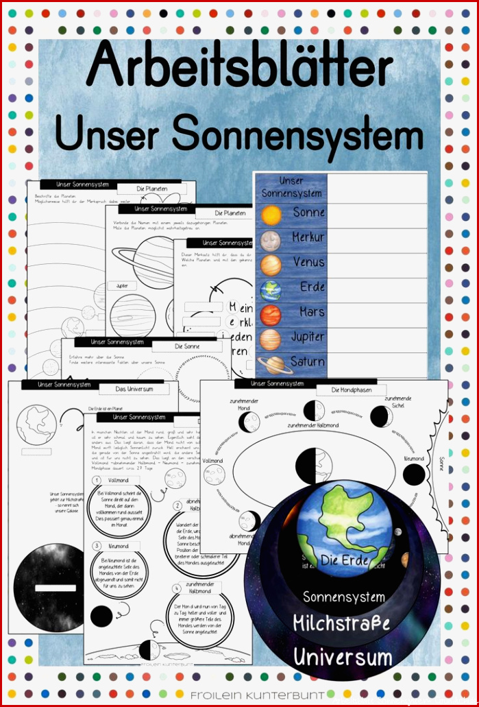 Arbeitsblätter Sonnensystem – Unterrichtsmaterial in den