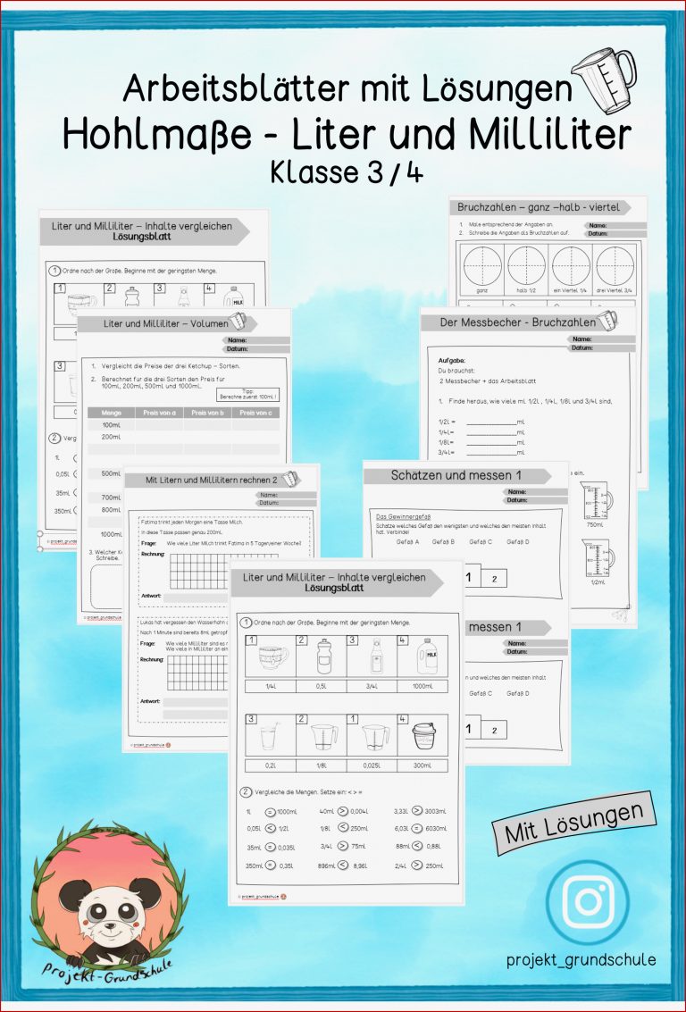 Arbeitsblätter Umrechnung Liter Milliliter Grundschule
