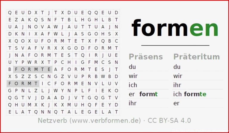 Arbeitsblätter Verb formen