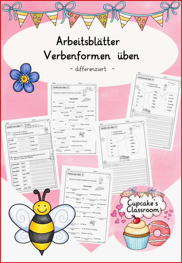 Arbeitsblätter Verben Verbformen üben Differenziert Daz