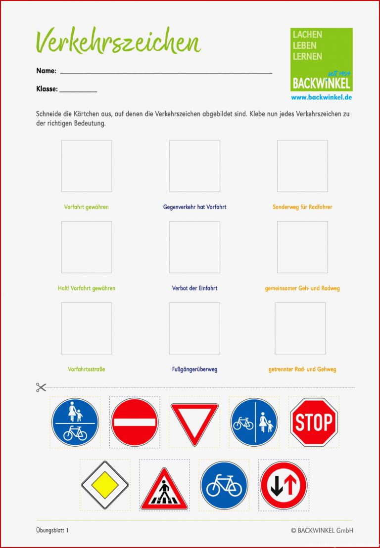 Arbeitsblätter Verkehrsregeln Hsu Proben