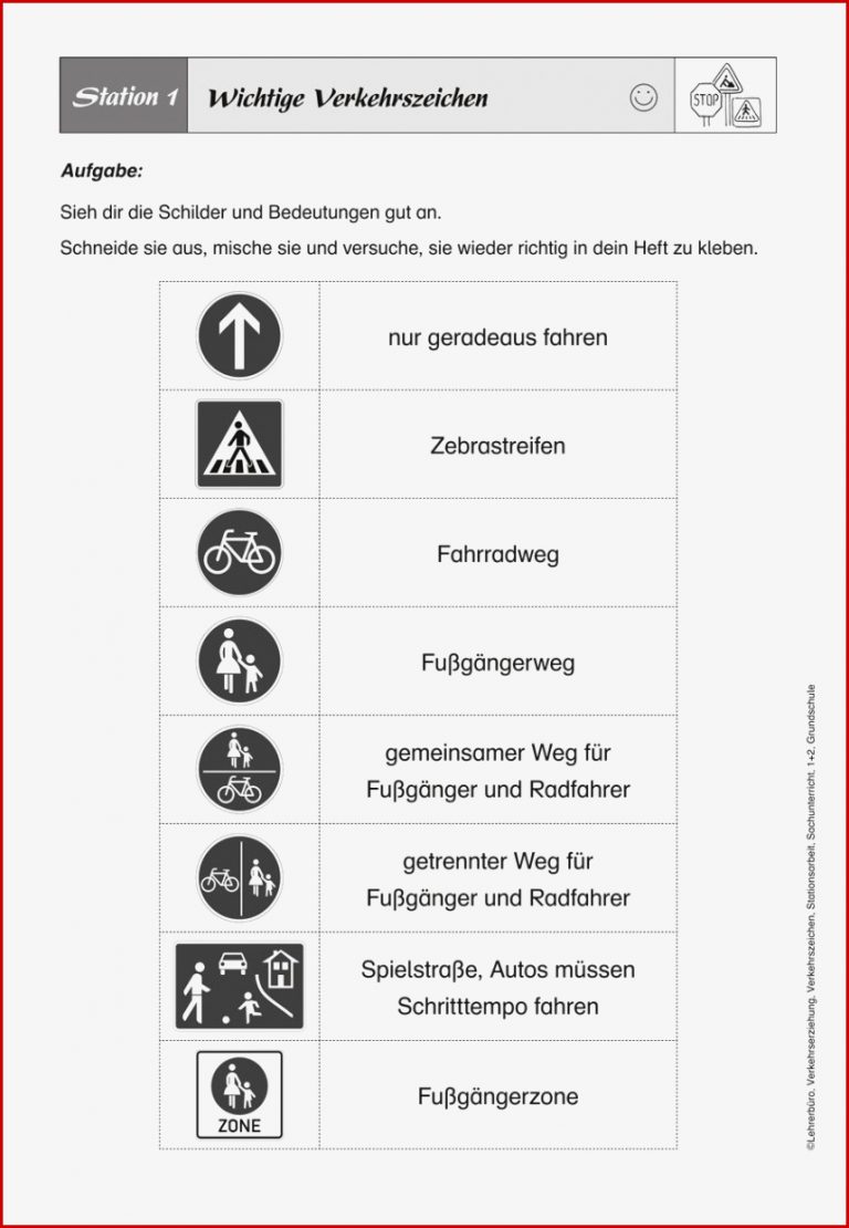 Arbeitsblätter Verkehrsregeln Verkehrszeichen