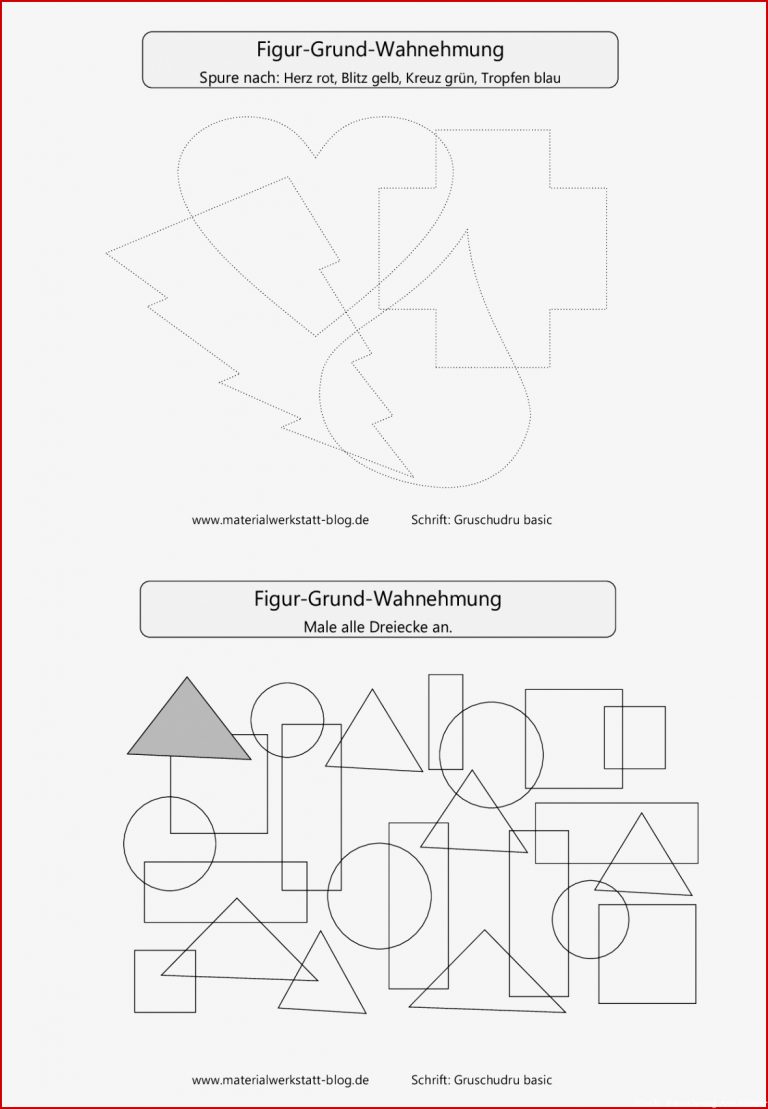 Arbeitsblätter visuelle Wahrnehmung – Materialwerkstatt