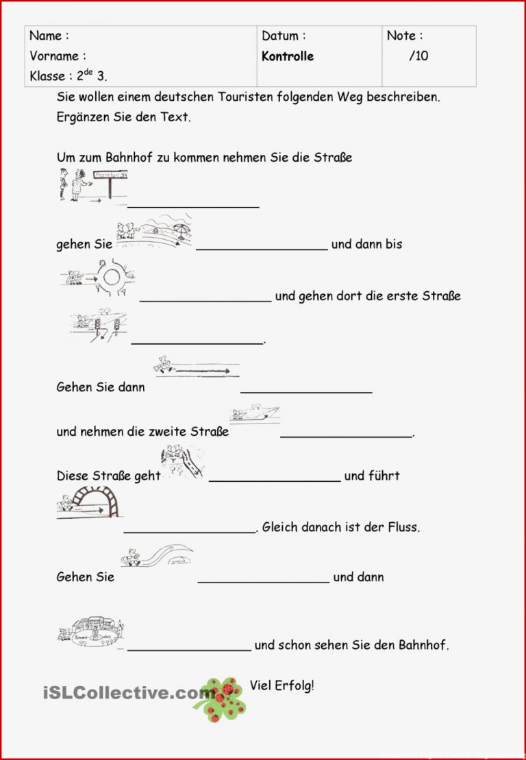 Arbeitsblätter Wegbeschreibung Klasse 5 Worksheets