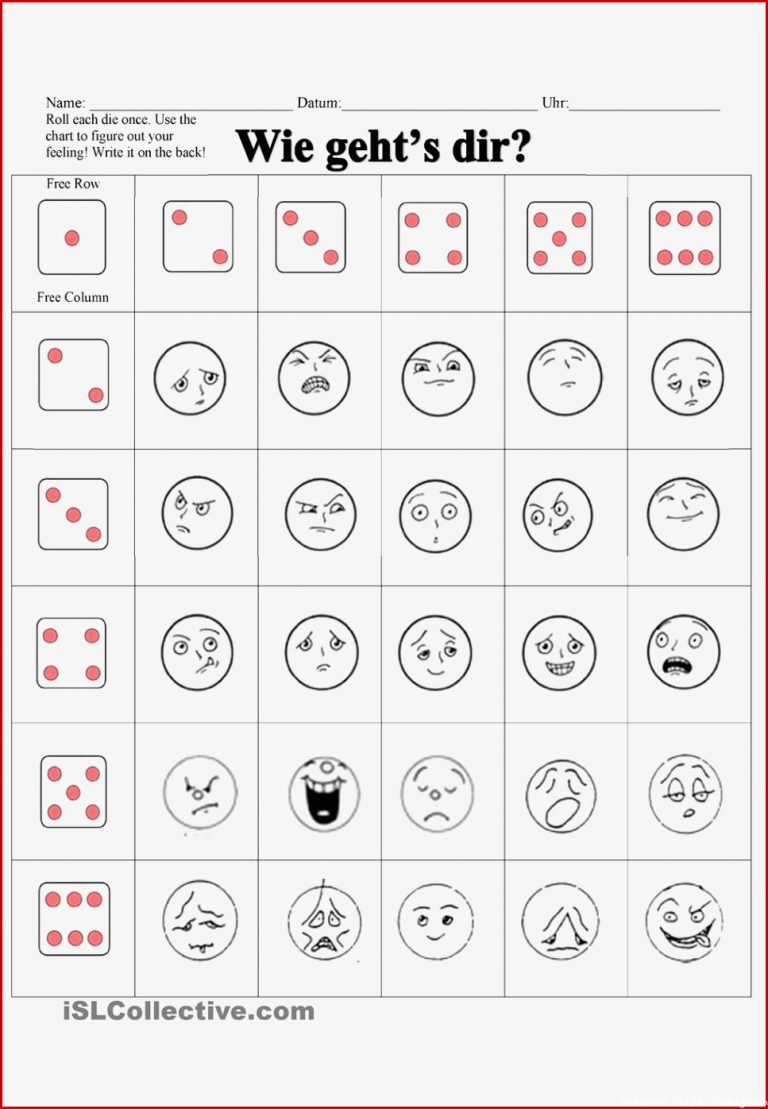 Arbeitsblätter "wie Geht S Dir " Gefühle Und