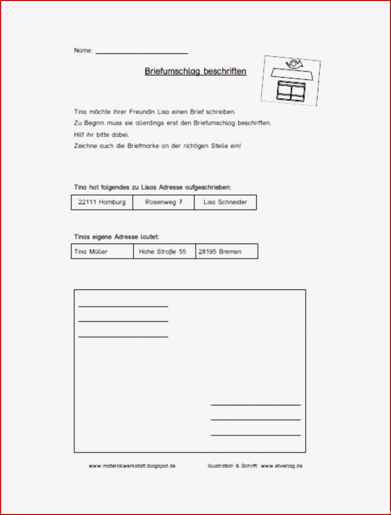 Arbeitsblätter Zum thema Brief – Materialwerkstatt