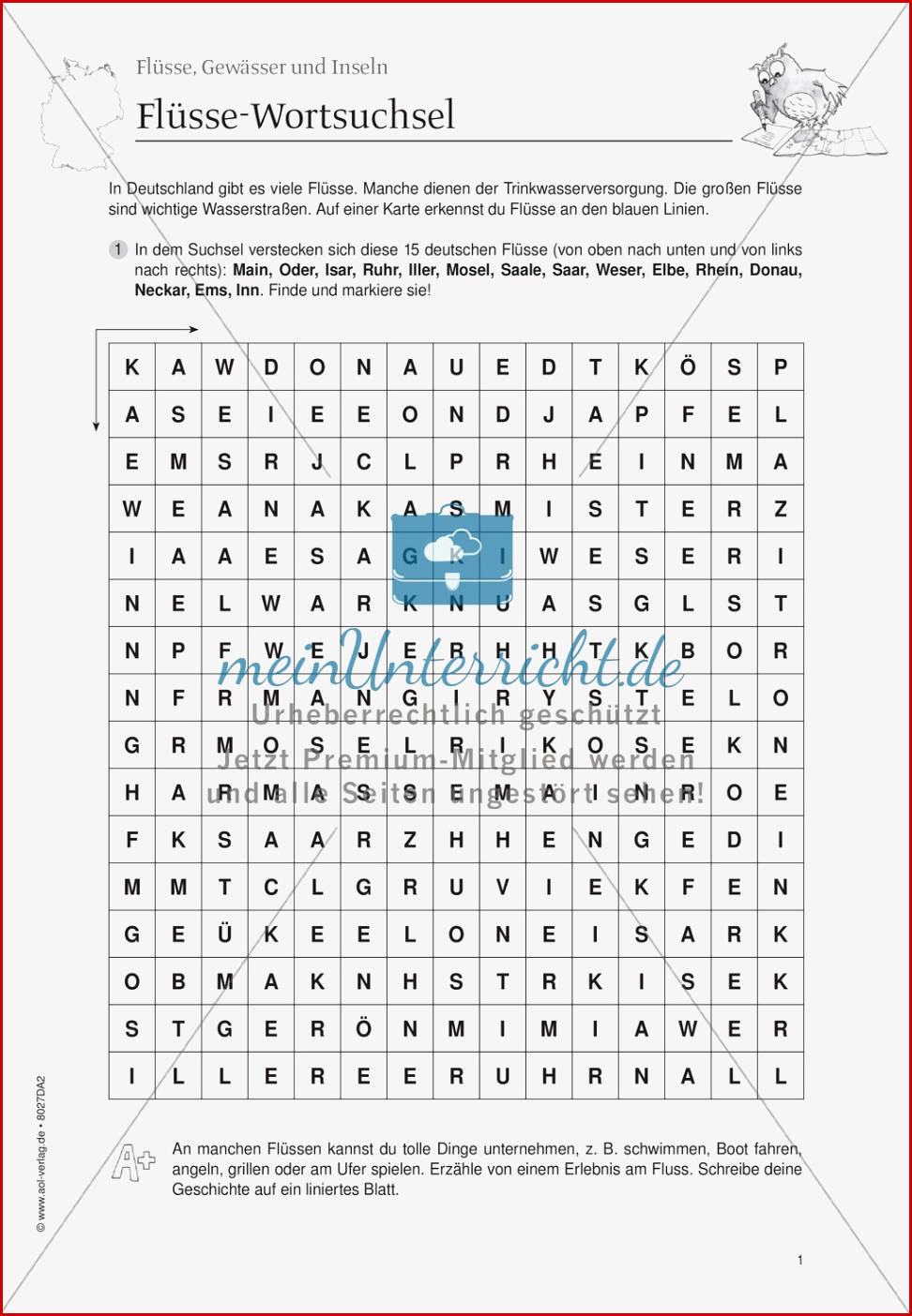 Arbeitsblätter Zum thema Flüsse Und Gewässer In