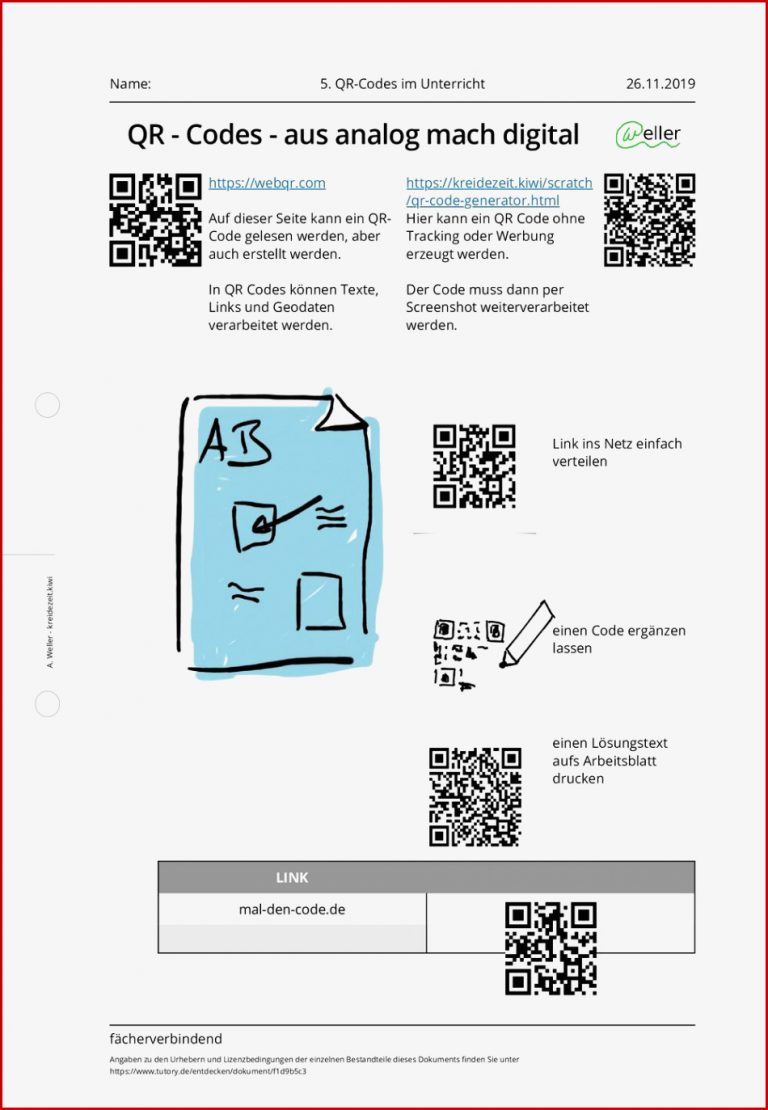 Arbeitsblatt 5 QR Codes im Unterricht