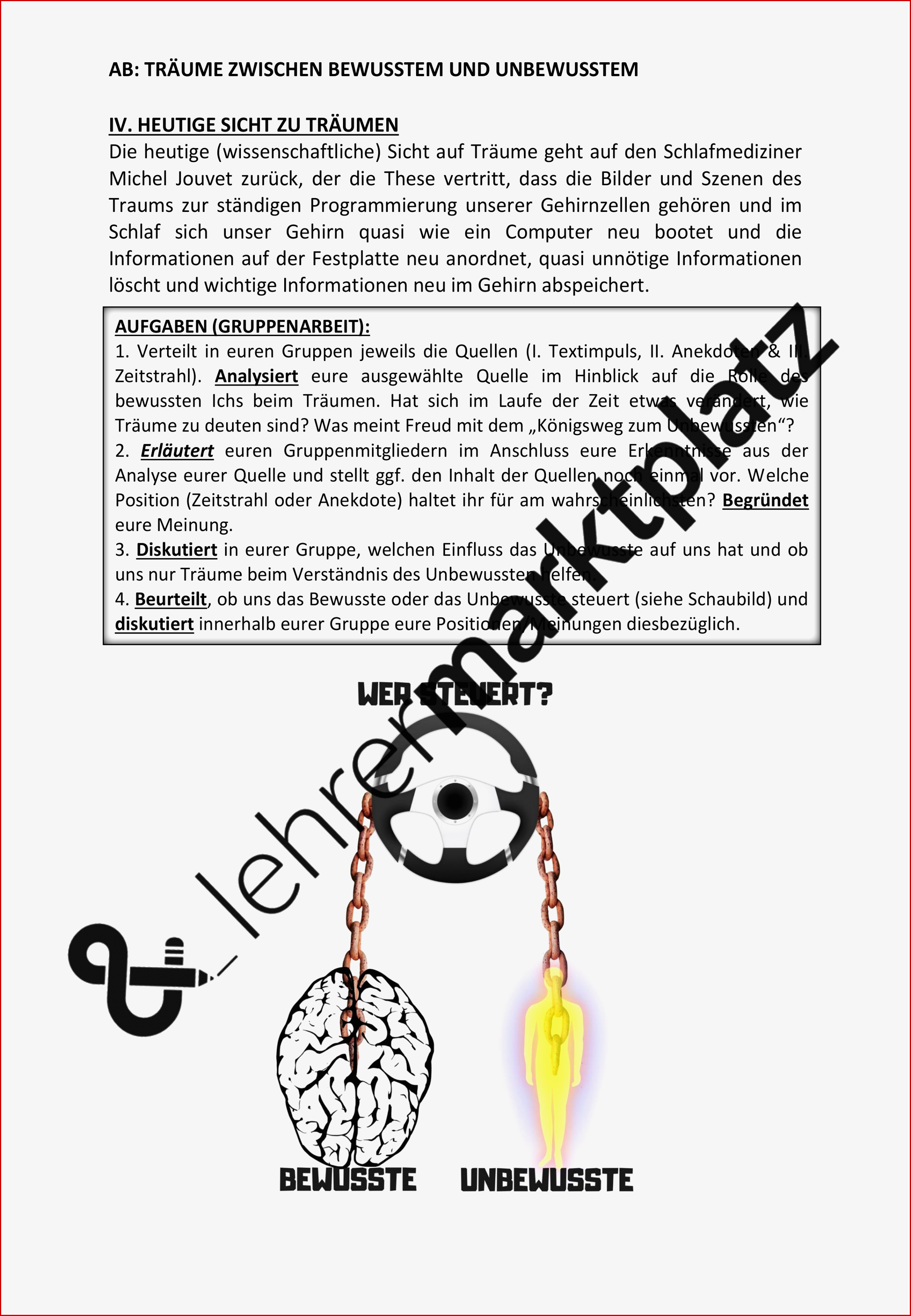 Arbeitsblatt 5 Träume Zwischen Bewusstem Und