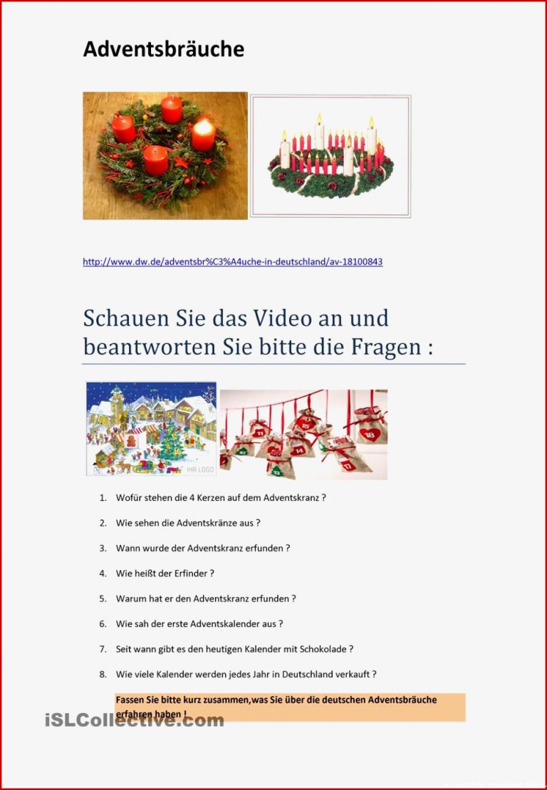 Arbeitsblatt Adventskranz Debbie Preston Schule