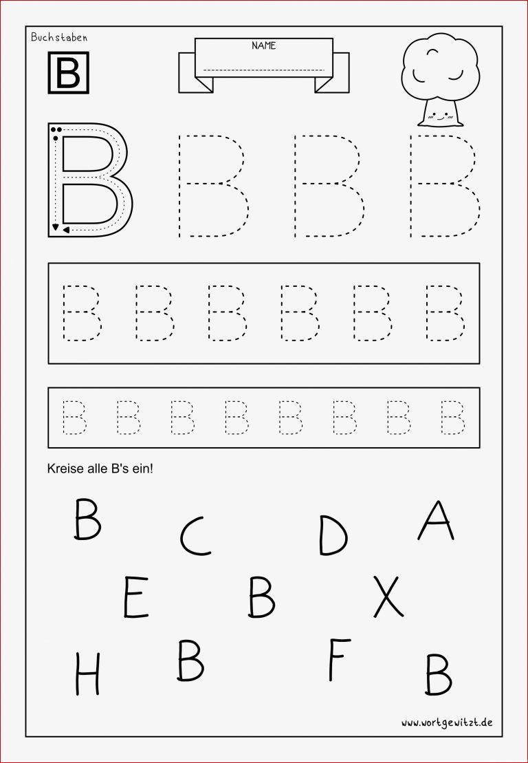 Arbeitsblatt Alphabet lernen Buchstabe B