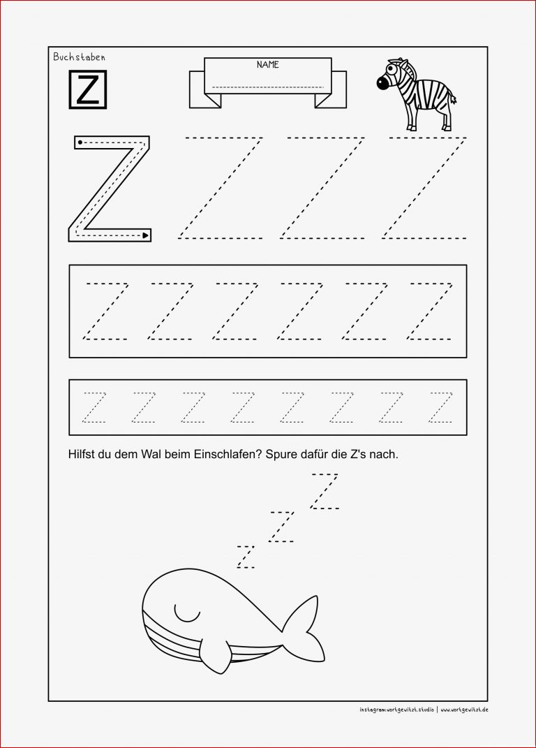 Arbeitsblatt Alphabet lernen Buchstabe Z