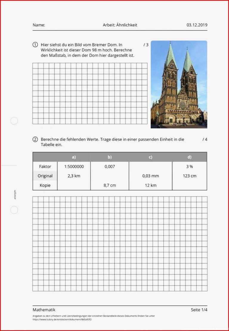 Arbeitsblatt Arbeit Ähnlichkeit Mathematik Tutory