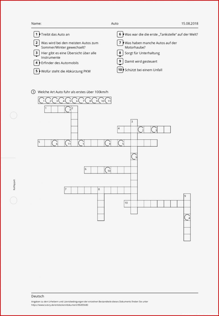 Arbeitsblatt Auto Deutsch Grundschule tutory