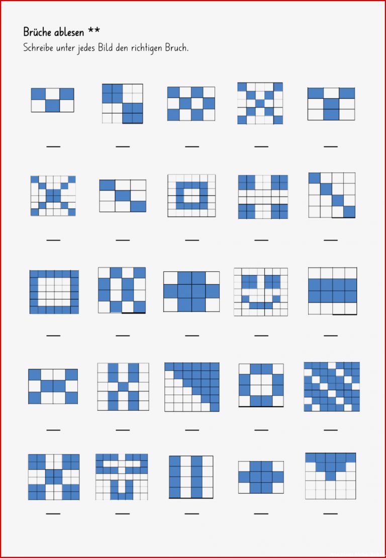 Arbeitsblatt Brüche Ablesen Aus Punktefeldern Schwierig