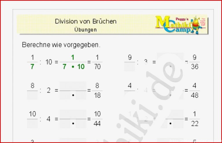 Arbeitsblatt Brüche Debbie Preston Schule