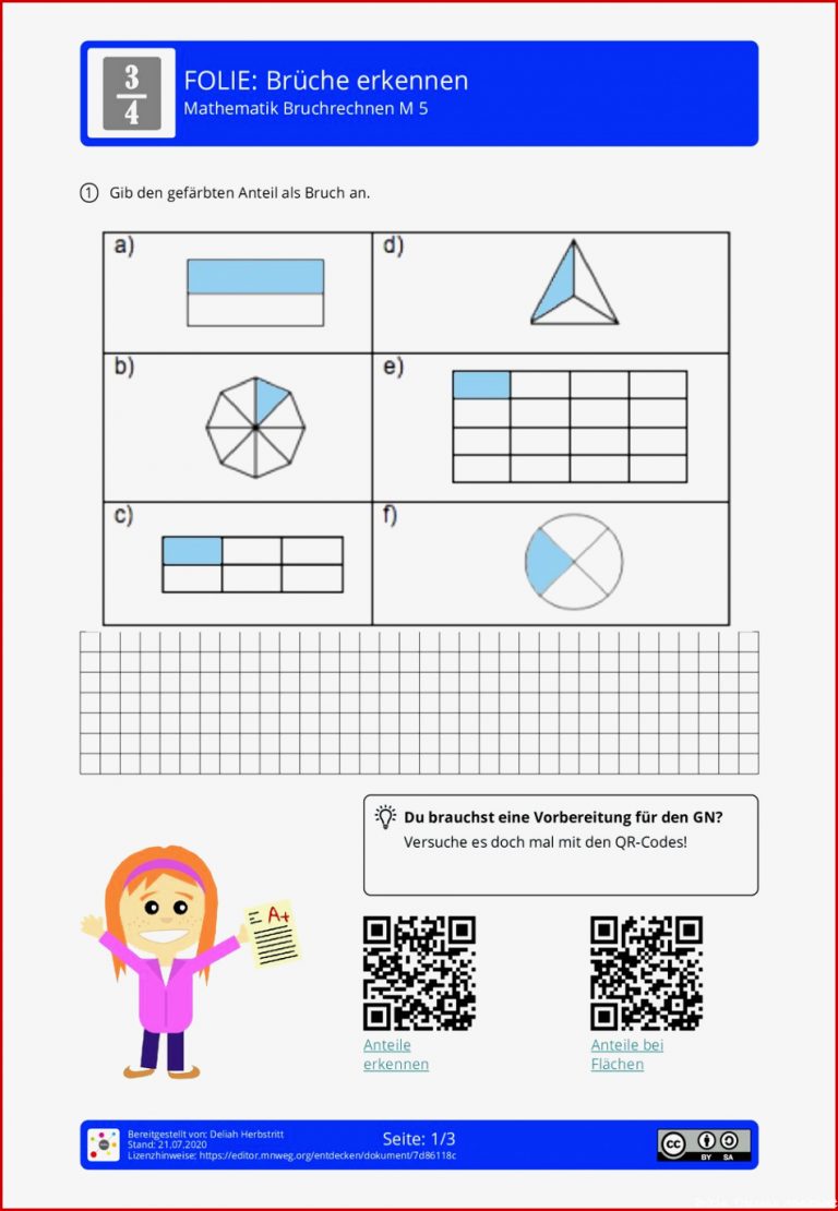Arbeitsblatt Brüche Erkennen Mathematik Bruchrechnen