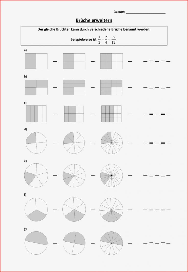 Arbeitsblatt Brüche Erweitern – Unterrichtsmaterial Im