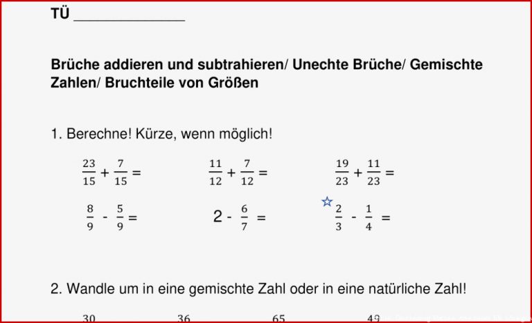 Arbeitsblatt Brüche Gleichnamig Machen Mark Clifford Schule