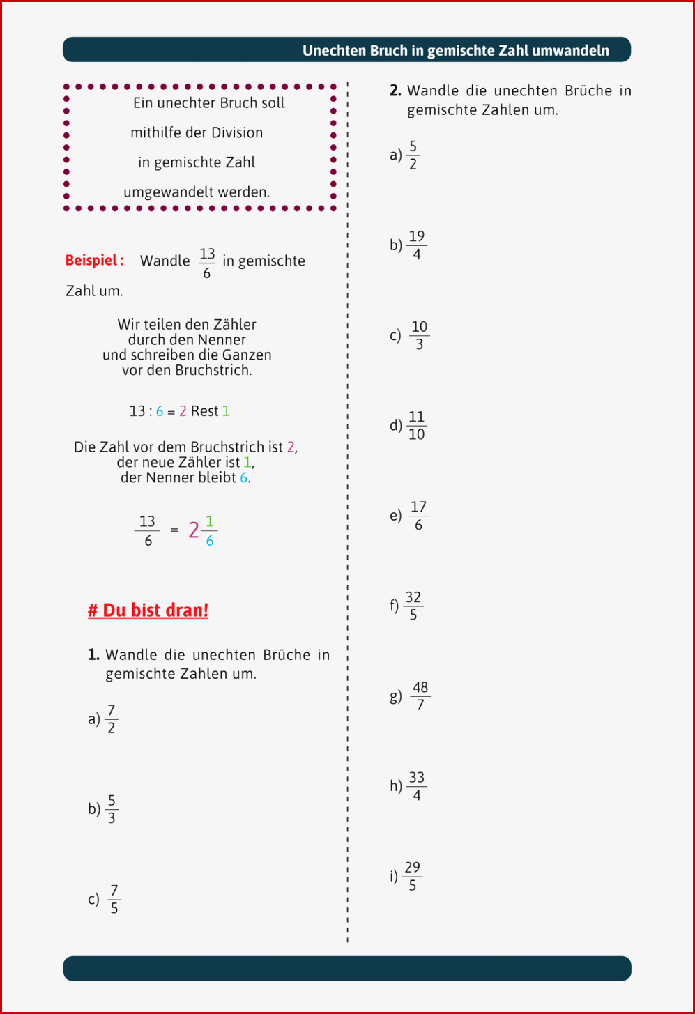 Arbeitsblatt Brüche In Dezimalzahlen Umwandeln