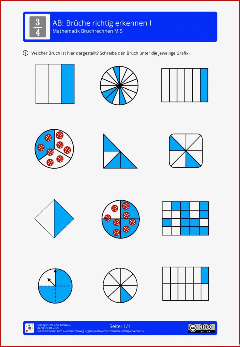 Arbeitsblatt Brüche Richtig Erkennen I Mathematik