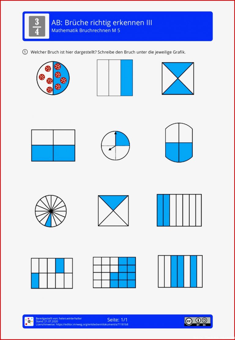 Arbeitsblatt Brüche richtig erkennen III Mathematik