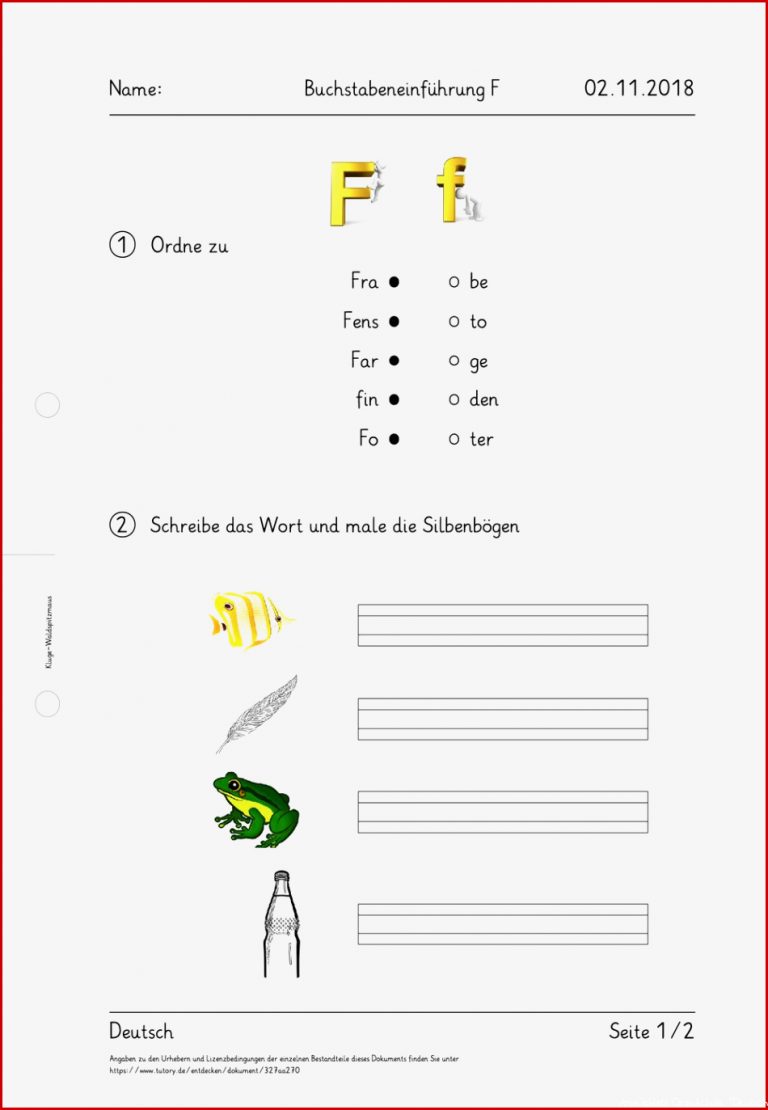 Arbeitsblatt Buchstabeneinführung F Deutsch