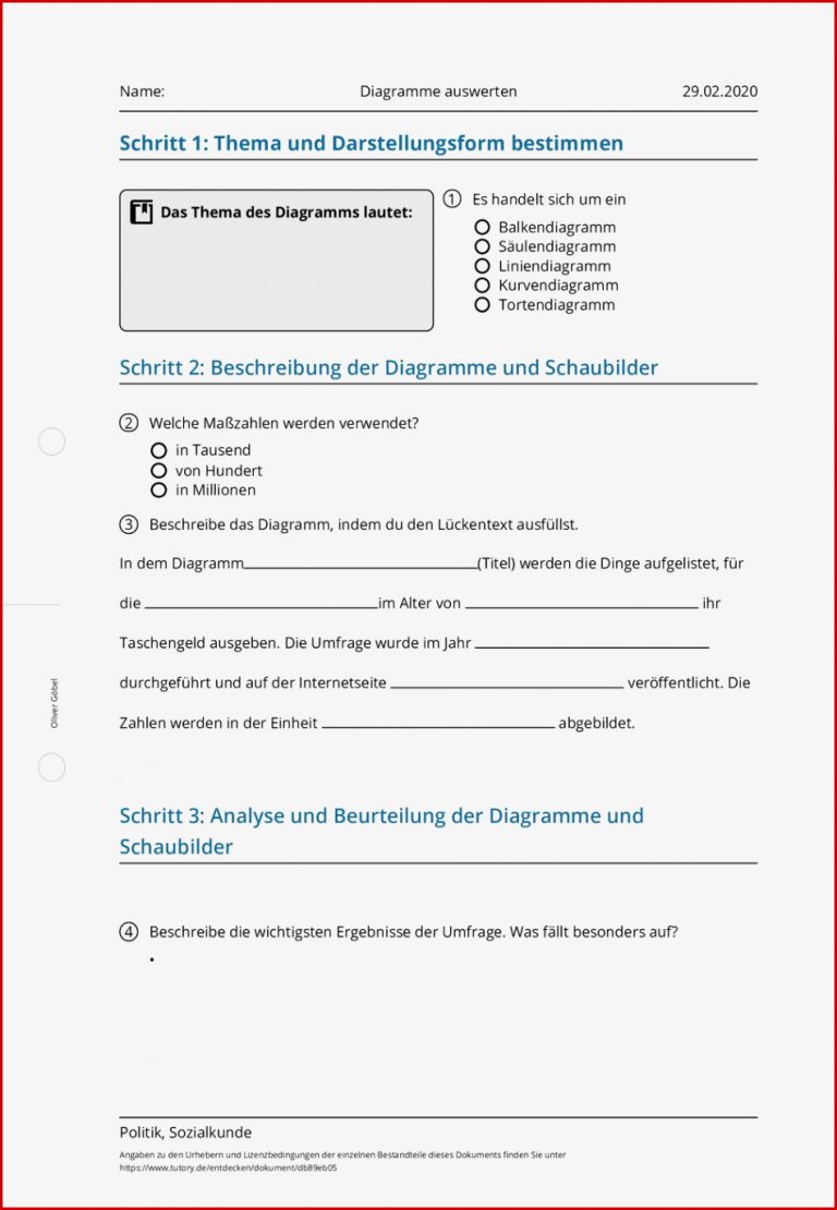 Arbeitsblatt Diagramme auswerten Politik & Sozialkunde