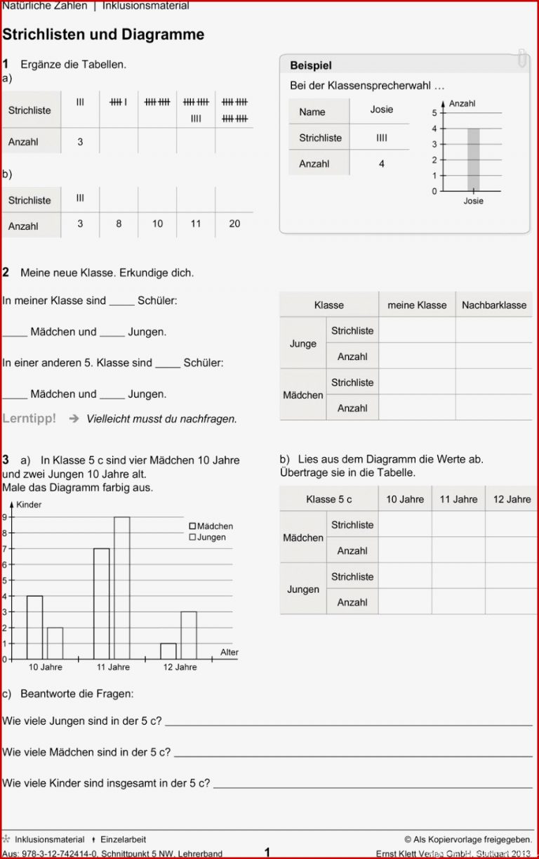 Arbeitsblatt Diagramme Lesen Klasse 5