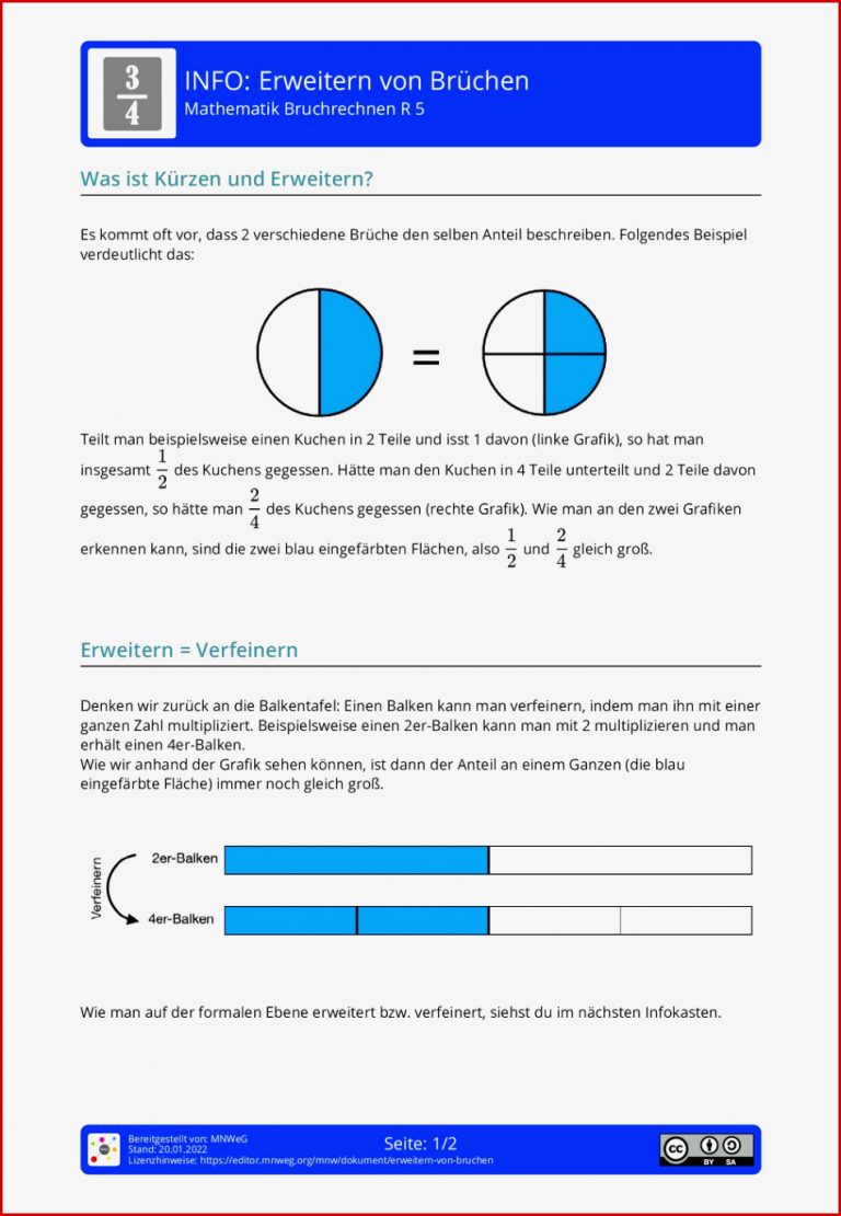 Arbeitsblatt Erweitern Von Brüchen Mathematik