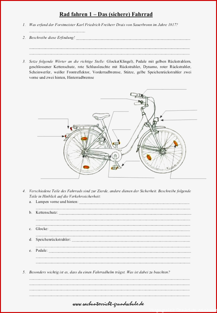 Arbeitsblatt Fahrradhelm Neue Arbeitsblätter