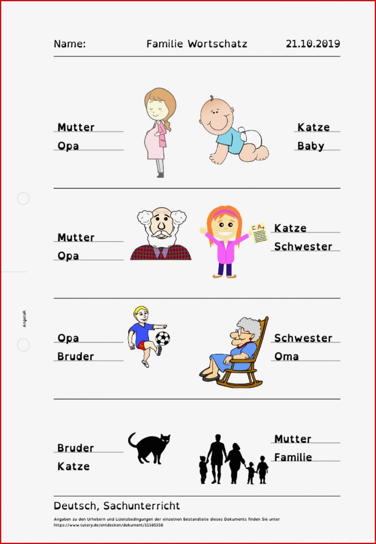 Kostenlosen Arbeitsblatt Familie Wortschatz Sachunterricht Arbeitsblatt Familie Wortschatz Sachunterricht