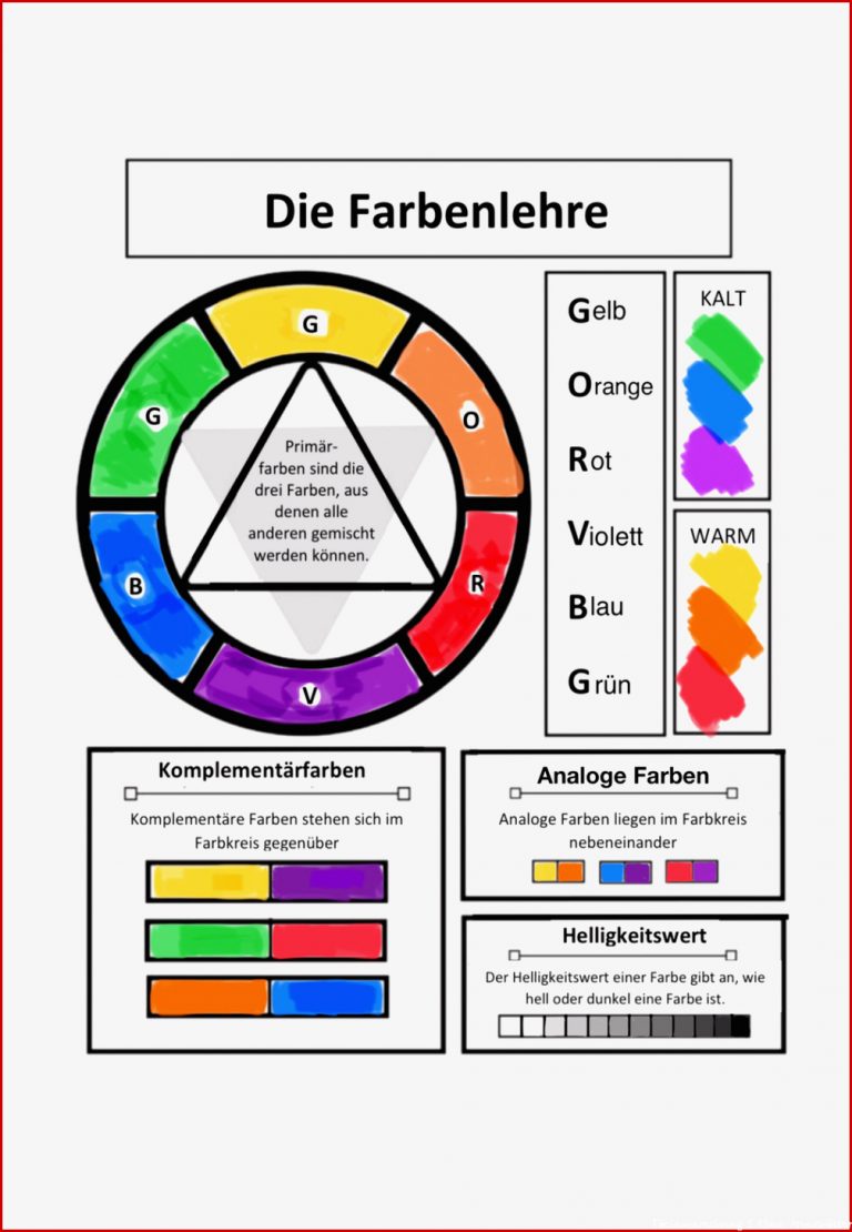 Arbeitsblatt Farbenlehre Neue Arbeitsblätter