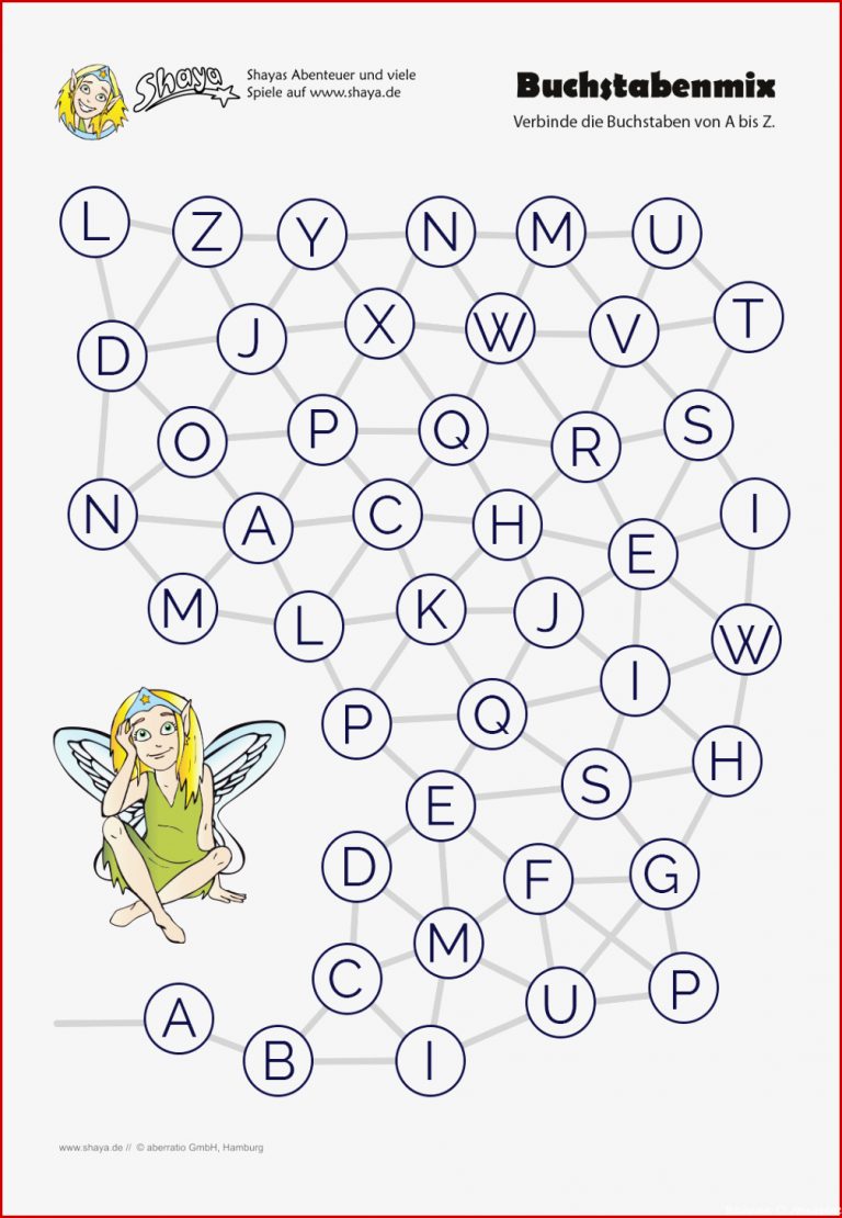 Arbeitsblatt für Kinder Buchstabenmix Verbinde