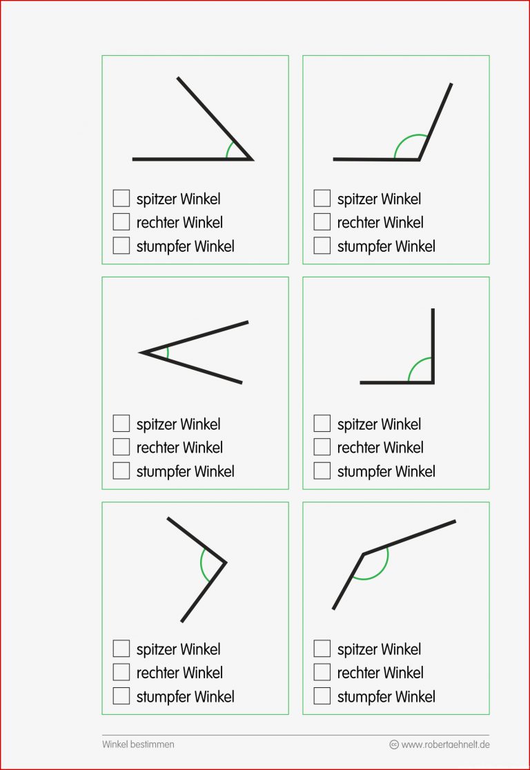 Arbeitsblatt Geometrie A5 Winkel erkennen