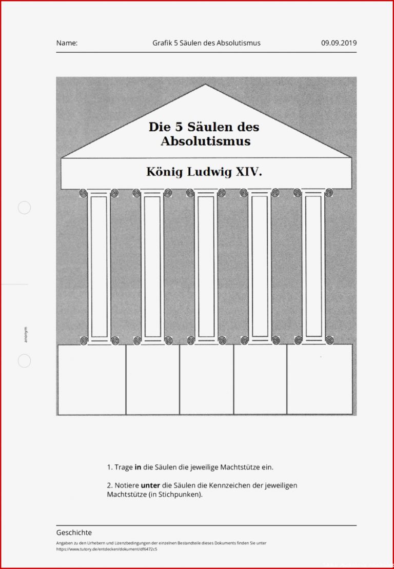 Arbeitsblatt Grafik 5 Säulen Des Absolutismus