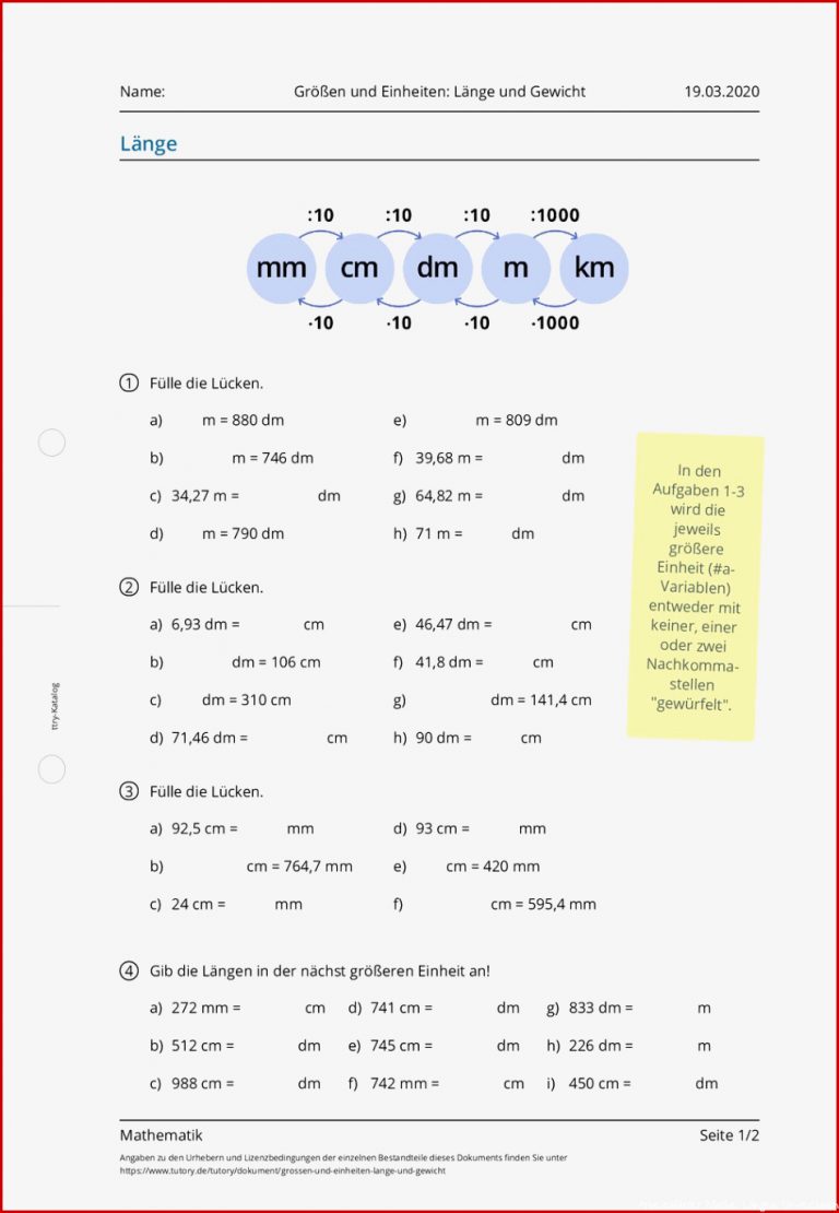 Arbeitsblatt Größen Und Einheiten Länge Und Gewicht