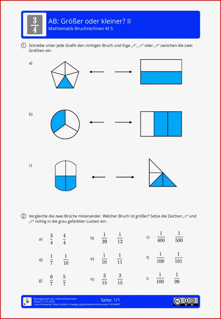 Arbeitsblatt Größer oder kleiner II Mathematik