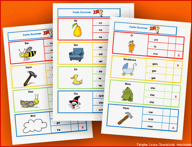 Arbeitsblatt Grundschule Lesen mit Silben – Silbenlesen