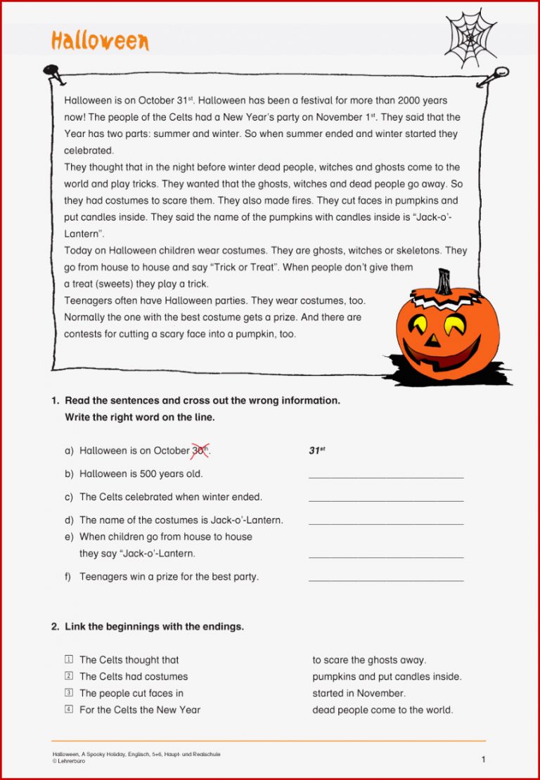 Arbeitsblatt Halloween Englisch kinderbilderwnload