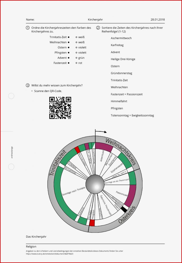 Arbeitsblatt Kirchenjahr Religion tutory zum Download Arbeitsblatt Kirchenjahr Religion tutory