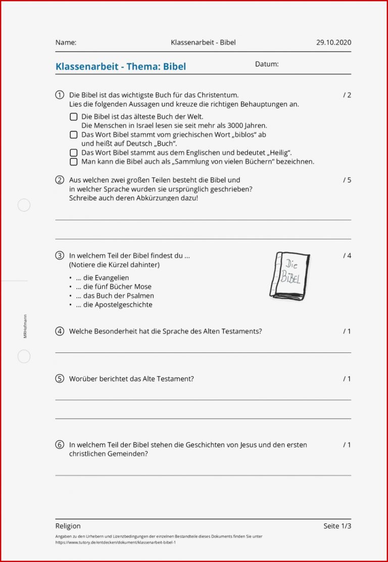 Arbeitsblatt Klassenarbeit Bibel Religion tutory zum Download Arbeitsblatt Klassenarbeit Bibel Religion tutory