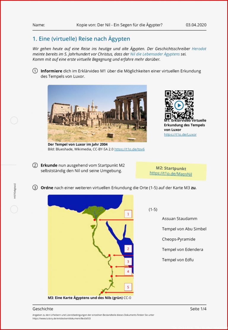 Arbeitsblatt Kopie Von Der Nil Ein Segen Für