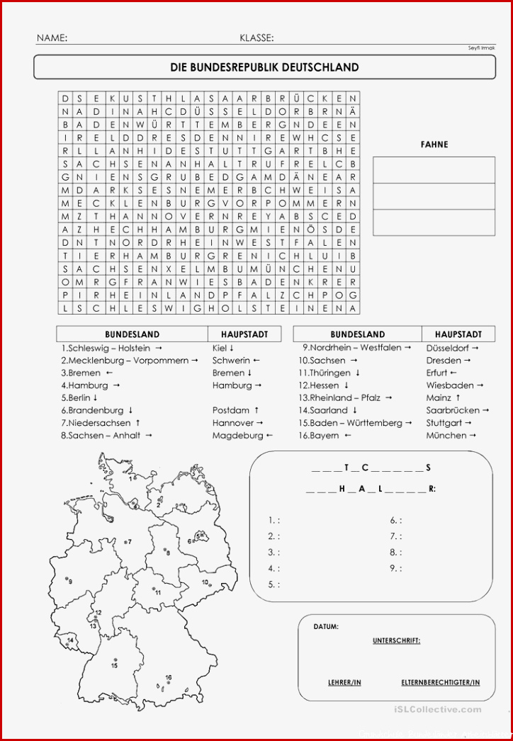 Arbeitsblatt Kostenlos Bundesländer Deutschland GSE